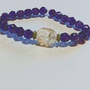 NWT.  Amethyst and Citrine Stretch Bracelet.